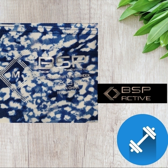 BSP Better Sports Performance High Waist Leggings Yoga Size Medium Pockets Royal - Picture 6 of 6